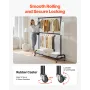 Clothes Rack, Rolling Clothing Garment Rack with Adjustable Crossbar and Side Hooks, 68 kg Load Capacity, Heavy Duty Carbon Stee