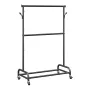 Clothes Rack, Rolling Clothing Garment Rack with Adjustable Crossbar and Side Hooks, 68 kg Load Capacity, Heavy Duty Carbon Stee