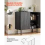 Coffee Bar Cabinet, Mid Century Fluted Coffee Bar Table with 2-Tier Storage, Buffet Stand Cabinet with Barn Door, Sideboard Buff