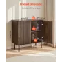 Coffee Bar Cabinet, Mid Century Fluted Coffee Bar Table with 2-Tier Storage, Buffet Stand Cabinet with Barn Door, Sideboard Buff