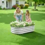 Metal Raised Garden Bed, 1.2 x 0.6 x 0.3 m Oval Outdoor Galvanized Planter Garden Box, Open Bottom Design, Large Planter Raised 