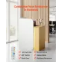 Reception Desk, 80 cm Rectangular Front Counter Table, Modern Office Reception Desk with LED Light, 2 Drawers & Power Outlets, R