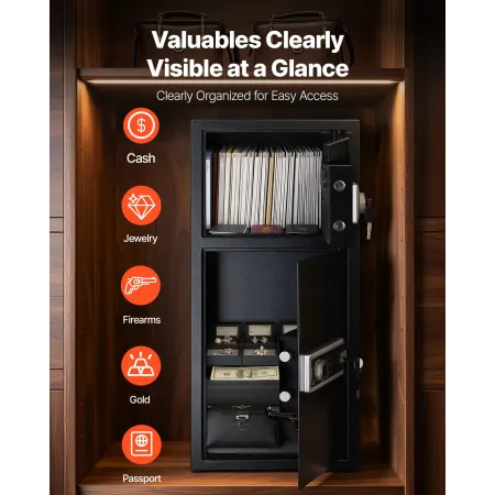 VEVOR 7.2 cu.ft Safe Box, Double Doors Safe Lock Box with Key, Password and LED, Fireproof Cold Rolled Steel Storage Drop Slot V
