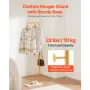 VEVOR Coat Rack, Freestanding Coats Rack Stand with Quartz Stone Base & 3 Round Hooks, Free Standing Hall Coat Tree for Entryway