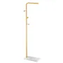 Coat Rack, Freestanding Coats Rack Stand with Quartz Stone Base & 3 Round Hooks, Free Standing Hall Coat Tree for Entryway, Bedr