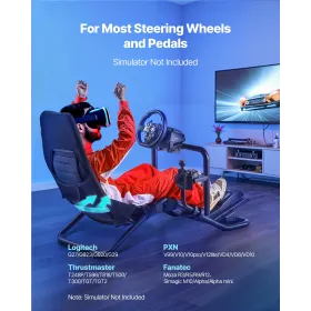 VEVOR Racing Wheel Stand, Heavy-Duty Integrated Simulator Cockpit Steering Stand, Fit Logitech G25,G27,G29,G920,G923, Thrustmast