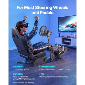VEVOR Racing Wheel Stand, Heavy-Duty Simulator Cockpit Steering Wheel Stand, Fit Logitech G25, G27, G29, G920, G923, Thrustmaste