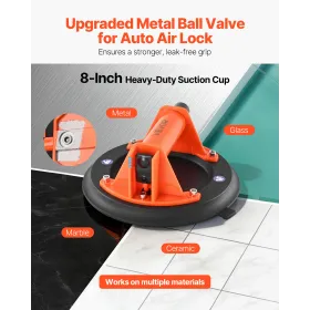 VEVOR Vacuum Suction Cup, 203 mm Vacuum Glass Lifter with ABS Handle, 180 kg Max Lifting Capacity Tile Suction Cup Tool with Car