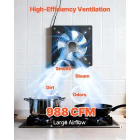 25.4 cm Exhaust Fan, 988 CFM High Velocity Wall Mount Vent Fan with Speed Control, Low Consumption, Portable Ventilation Extract