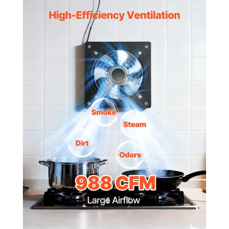 25.4 cm Exhaust Fan, 988 CFM High Velocity Wall Mount Vent Fan with Speed Control, Low Consumption, Portable Ventilation Extract