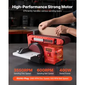 VEVOR 152.4mm Disc Sander & 101.6mm x 914.4mm Belt Sander, 400W Professional Belt Disc Sanders Combo with 0 - 45° Adjustable Wor