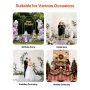 VEVOR Arch Backdrop Stand, Set of 3, 2.2/2/1.8 m , Stable Structure, Easy Assembly, Gold Metal Arch Backdrop Stand for Wedding, 