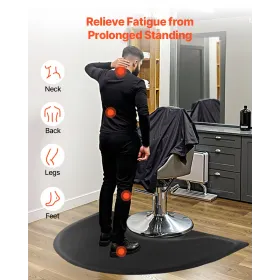 VEVOR Salon Mat for Hair Stylist, 1220 x 905 mm Semi-circle Salon Chair Mat, 13mm Thickened Anti Fatigue Barber Shop Floor Mat w