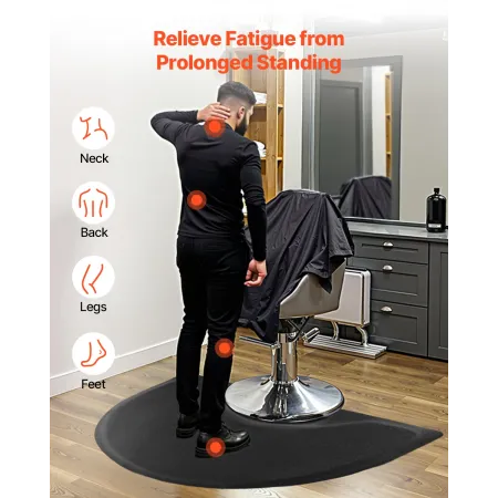 VEVOR Salon Mat for Hair Stylist, 1220 x 905 mm Semi-circle Salon Chair Mat, 13mm Thickened Anti Fatigue Barber Shop Floor Mat w