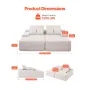 210 cm Oversized Double Chaise Lounge, Corduroy Fabric Sectional Sofa, Cozy Deep Seat Loveseat Sofa with Soft Cushions and Throw