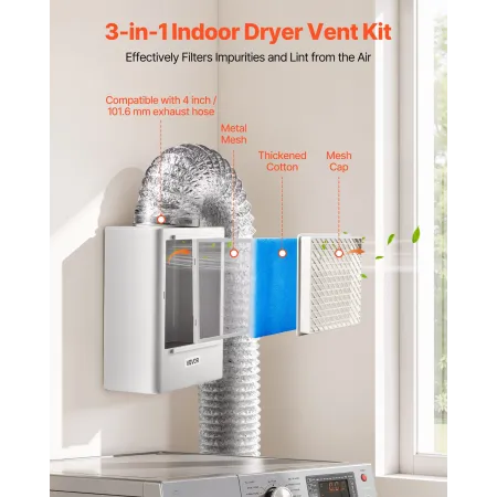3-i-1 indendørs tørreventilationssæt, premium ABS-materiale