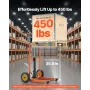Hydraulic Material Lift Winch Stacker, 205 kg Load Capacity, Pallet Truck Dolly with Fork Lift Table, 900 mm Max Lifting Height,