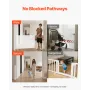 Retractable Baby Gate, Extends to 1430 mm Wide, 795 mm Tall, with Security Lock, Easy to Use, Walk Through Without Tripping, Mes