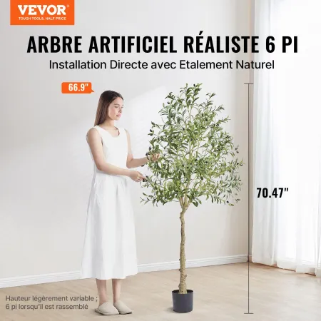 Kunstigt oliventræ, 1,8 m høj kunstig plante, sikkert