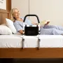 Bed Rail for Elderly, Bedside Assist Rails with PU Handrail, Adjustable Height Pipe Bedside Cane, High-Strength Carbon Steel Bed