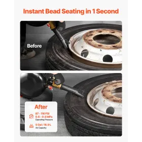 VEVOR Air Tire Bead Seater, 5 Gal / 18.9 L, Heavy Duty Tire Bead Blaster Tool, 87-116 PSI Operating Pressure, Air Trigger Seatin