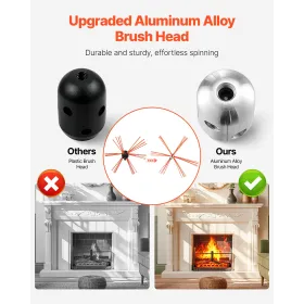 VEVOR Chimney Sweep Kit, 9m Maximum Extendable Length Chimney Sweep, Chimneys Cleaning Kit with Bristle Replacements & Goggles, 