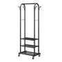 Clothes Rack, Rolling Clothing Garment Rack with Hanging Rod and Side Hooks, 3 Storage Shelves, 45 kg Load Capacity, Heavy Duty 
