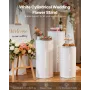 Wedding Flower Stand, 3PCS 60/75/90cm Round Cylinder Plinth, White Pedestal Stand with PVC Lid, Cylindrical Pedestal Stands for 
