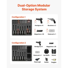 VEVOR Hard Pistol Case, Heavy Duty Hard Gun Case with XPE Foam Lining, Waterproof Pistol Storage Box with Customizable Interior 