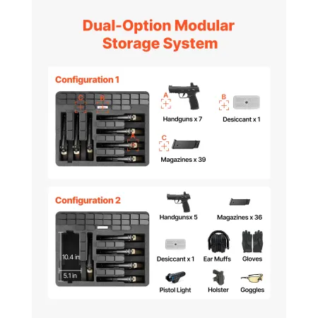 VEVOR Hard Pistol Case, Heavy Duty Hard Pistol Case med XPE-skumforing, Vandtæt pistolopbevaringsboks med tilpasset interiør
