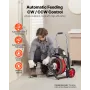 Drain Cleaner Machine 30m x 13mm, Auto Feed Sewer Snake Auger on Wheels - with 8 Cutters & Air-Activated Foot Switch for 50mm to
