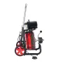 Drain Cleaner Machine 30m x 13mm, Auto Feed Sewer Snake Auger on Wheels - with 8 Cutters & Air-Activated Foot Switch for 50mm to