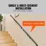 Handrail Stair Railing, 7 ft, Wall Mount Handrails for Indoor Stairs, Thickened Aluminum Alloy Hand Rail with Installation Kit, 