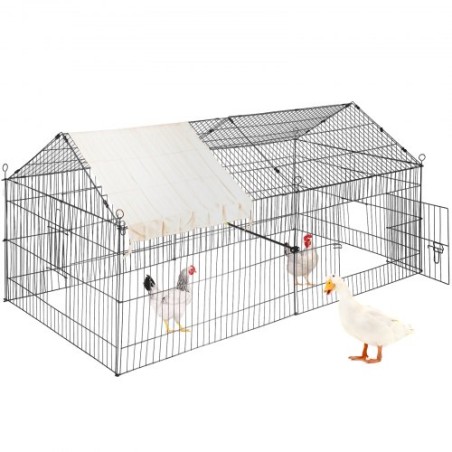 Chicken Coop, 87" x 41.7" x 41", Rabbit Run Enclosure Pen with Waterproof and Sun-proof Cover for Outdoor, Indoor, Backyard,