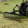 127 cm Lanscape Rock Rake, 3-Point Tow Behind Landscape Rake with 17 Steel Tines, Fit Category 1 Tractors, Angle Adjustable, Hea