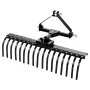 127 cm Lanscape Rock Rake, 3-Point Tow Behind Landscape Rake with 17 Steel Tines, Fit Category 1 Tractors, Angle Adjustable, Hea