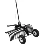122 cm Tow Behind Landscape Rake, Pull Behind Lawn Rock Rakes for ATV Mower Tractors, 24 Durable Steel Tines, Adjustable Height 