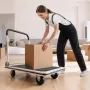 Foldable Push Cart Dolly, 299.37 kg Capacity, Folding Platform Truck with Swivel Wheels, Moving Platform Hand Truck Flatbed Cart