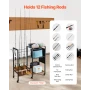 Fiskestangsholder til 12-stænger, Mobil fiskestangstativvogn