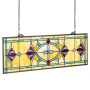 Stained Glass Window Panel, 813 x 250 mm, Tiffany Style Hanging Transom Window Panel with Chain, Large Horizontal Rectangle Stai