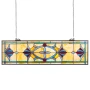 Stained Glass Window Panel, 813 x 250 mm, Tiffany Style Hanging Transom Window Panel with Chain, Large Horizontal Rectangle Stai