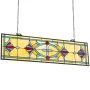 Stained Glass Window Panel, 813 x 250 mm, Tiffany Style Hanging Transom Window Panel with Chain, Large Horizontal Rectangle Stai