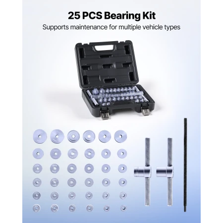 VEVOR Bearing Press Kit, 25 Pcs, Bearing Race and Seal Driver Set with Bushings & Wrenches, Bushing Driver Tool Set, Heavy Duty 