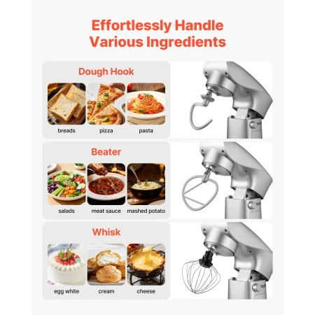 Stand Mixer, 4.2 L Electric Kitchen Mixer, 1500W Dough-Mixer, 10 + Pulse Speeds Tilt-head Food-Mixer with Stainless Steel Bowl, 