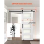 VEVOR Sliding Barn Door, 762 x 2134mm, High-Strength MDF Panel and Glass, Barn Door with Hardware Kit, Water-Proof PVC Surface, 
