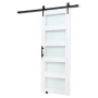 Sliding Barn Door, 762 x 2134mm, High-Strength MDF Panel and Glass, Barn Door with Hardware Kit, Water-Proof PVC Surface, Easy t