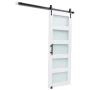 Sliding Barn Door, 762 x 2134mm, High-Strength MDF Panel and Glass, Barn Door with Hardware Kit, Water-Proof PVC Surface, Easy t