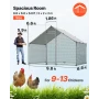VEVOR Metal Chicken Coop, 9.8x6.5x6.5ft Large Walk-in Chicken Runs with Cover, Spire Roof Hen House Enclosure with Security Lock