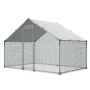 Metal Chicken Coop, 9.8x6.5x6.5ft Large Walk-in Chicken Runs with Cover, Spire Roof Hen House Enclosure with Security Lock, Outd