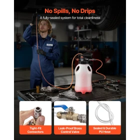 VEVOR Transmission Fluid Pump, 8 L Capacity, Pneumatic Oil Fluid Extractor ATF Refill Dispenser Transfer Pump wit 15 ATF Adapter